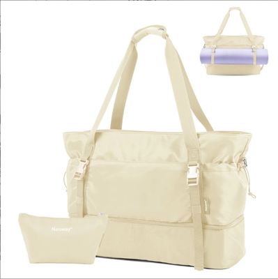 حقيبة ظهر نسائية للسفر للرحلات، حقيبة يد، حقيبة ظهر، مع حجرة للأحذية وجيب مبلل، حقيبة حصيرة اليوجا، حقيبة عطلة نهاية الأسبوع للمبيت