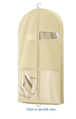 43" Travel Garment Bag with Accessories Zipper Pocket, Heavy Duty Suit Bag for Suits, Tuxedos, Dresses, Coats, Beige, 1 pack