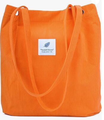 حقيبة يد من الكوردروي، حقائب يد لطيفة للنساء، حقيبة كتف مع جيب داخلي للعمل والشاطئ والسفر والتسوق والبقالة