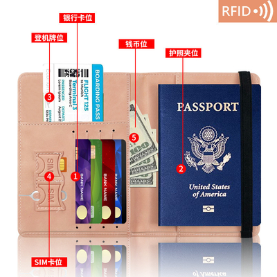 أمازون PU جلد جواز سفر حقيبة RFID متعددة الوظائف جواز سفر حامل جواز سفر غلاف جواز سفر غلاف جواز سفر