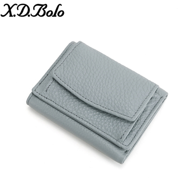 فرشاة مكافحة السرقة محفظة جلدية نسائية بطاقة قصيرة حقيبة ثلاث طوابق محفظة صغيرة RFID MINI COWHIDE COIN محفظة عبر الحدود