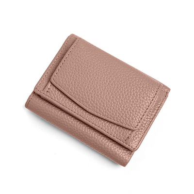 فرشاة مكافحة السرقة محفظة جلدية نسائية بطاقة قصيرة حقيبة ثلاث طوابق محفظة صغيرة RFID MINI COWHIDE COIN محفظة عبر الحدود