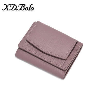 فرشاة مكافحة السرقة محفظة جلدية نسائية بطاقة قصيرة حقيبة ثلاث طوابق محفظة صغيرة RFID MINI COWHIDE COIN محفظة عبر الحدود