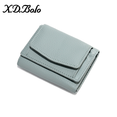 فرشاة مكافحة السرقة محفظة جلدية نسائية بطاقة قصيرة حقيبة ثلاث طوابق محفظة صغيرة RFID MINI COWHIDE COIN محفظة عبر الحدود