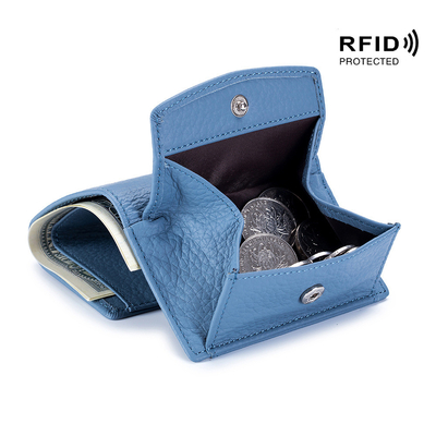 فرشاة مكافحة السرقة محفظة جلدية نسائية بطاقة قصيرة حقيبة ثلاث طوابق محفظة صغيرة RFID MINI COWHIDE COIN محفظة عبر الحدود