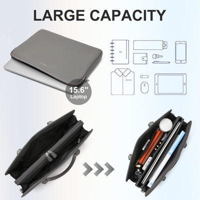 KEYLI 4PC يضع حقيبة الكمبيوتر المحمول للنساء الجلد الكبير الكمبيوتر المحمول المجلد مع منفذ شحن USB الكمبيوتر الكتف حقائب الكيس