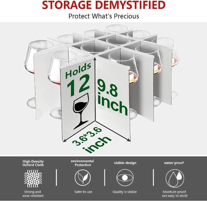 HOMYFORT النبيذ الزجاجي STEMWARE حالات تخزين، الصين حاويات التخزين مربع مع فاصلين قذيفة صلبة ل 12 زجاج الكريستال
