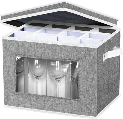 HOMYFORT النبيذ الزجاجي STEMWARE حالات تخزين، الصين حاويات التخزين مربع مع فاصلين قذيفة صلبة ل 12 زجاج الكريستال