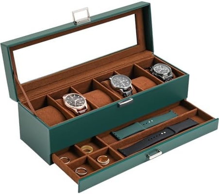 ProCase Watch Box Organizer للرجال، 6 فتحة ساعة عرض حالة مع الدرج، هدية يوم الآباء الرجال ساعة حامل ساعة