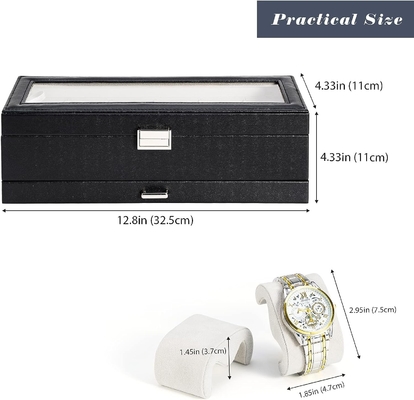 ProCase Watch Box Organizer للرجال، 6 فتحة ساعة عرض حالة مع الدرج، هدية يوم الآباء الرجال ساعة حامل ساعة