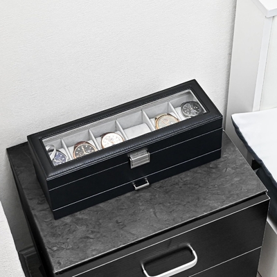 ProCase Watch Box Organizer للرجال، 6 فتحة ساعة عرض حالة مع الدرج، هدية يوم الآباء الرجال ساعة حامل ساعة
