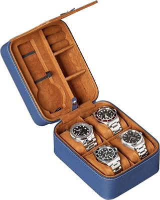 ROTHWELL 5 Watch Travel Case Storage Organizer for 5 Watches. حماية محمولة صلبة مع زيب تناسب كل ساعات اليد