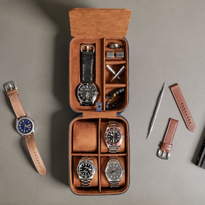 ROTHWELL 5 Watch Travel Case Storage Organizer for 5 Watches. حماية محمولة صلبة مع زيب تناسب كل ساعات اليد
