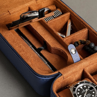 ROTHWELL 5 Watch Travel Case Storage Organizer for 5 Watches. حماية محمولة صلبة مع زيب تناسب كل ساعات اليد
