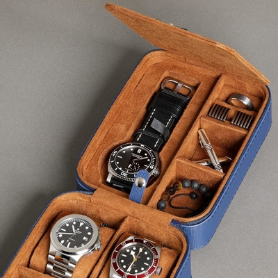 ROTHWELL 5 Watch Travel Case Storage Organizer for 5 Watches. حماية محمولة صلبة مع زيب تناسب كل ساعات اليد