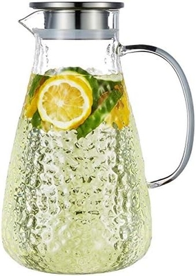 وعاء زجاجي كرافو مع غطاء، وعاء الماء المقاوم للحرارة 68Oz للمياه الساخنة / الباردة، الشاي المثلج والعصير المشروبات واضحة