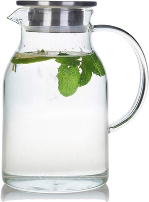 وعاء زجاجي كرافو مع غطاء، وعاء الماء المقاوم للحرارة 68Oz للمياه الساخنة / الباردة، الشاي المثلج والعصير المشروبات واضحة