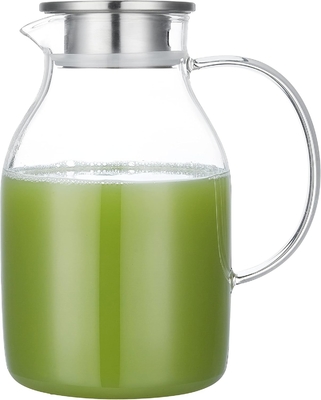 وعاء زجاجي كرافو مع غطاء، وعاء الماء المقاوم للحرارة 68Oz للمياه الساخنة / الباردة، الشاي المثلج والعصير المشروبات واضحة