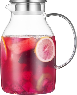 وعاء زجاجي كرافو مع غطاء، وعاء الماء المقاوم للحرارة 68Oz للمياه الساخنة / الباردة، الشاي المثلج والعصير المشروبات واضحة