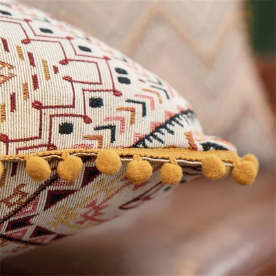 غطاء وسادة مغربية شعر كرة وسادة جانبية أمريكية عرقية تسيل جانبية غطاء وسادة غطاء مكتبية