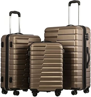 الحقيبة PC ABS TSA الأمتعة 3 قطعة مجموعة قفل الدوار تحمل على (أزرق اللون)