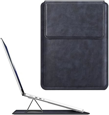 غلاف الكمبيوتر المحمول MacBook Air 13.6M3 M2 A3113 A2681/MacBook Pro 14 A2992-PU غطاء حقيبة جلد رقيق مع وظيفة الوقوف ، بني