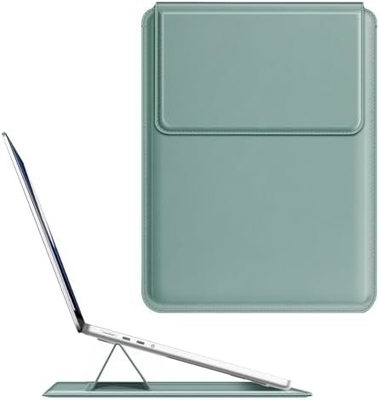 غلاف الكمبيوتر المحمول MacBook Air 13.6M3 M2 A3113 A2681/MacBook Pro 14 A2992-PU غطاء حقيبة جلد رقيق مع وظيفة الوقوف ، بني