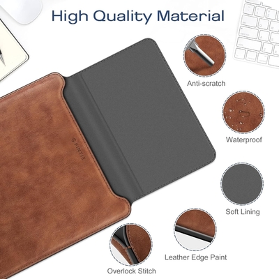 غلاف الكمبيوتر المحمول MacBook Air 13.6M3 M2 A3113 A2681/MacBook Pro 14 A2992-PU غطاء حقيبة جلد رقيق مع وظيفة الوقوف ، بني