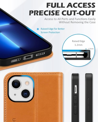 علبة محفظة جلدية قابلة للطي الختم المغناطيسي حامل فتحة بطاقة حجب RFID محمية بالكامل متوافقة مع iPhone 13