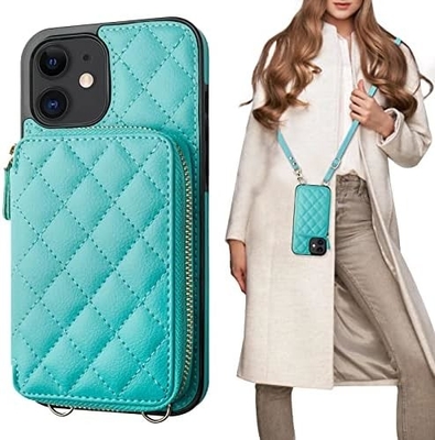 حقيبة iPhone 12/12 Pro crossbody ، علبة حزمة جلدية PU محمية RFID مع فتحة بطاقة