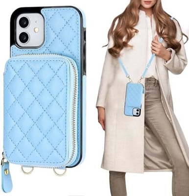 حقيبة iPhone 12/12 Pro crossbody ، علبة حزمة جلدية PU محمية RFID مع فتحة بطاقة