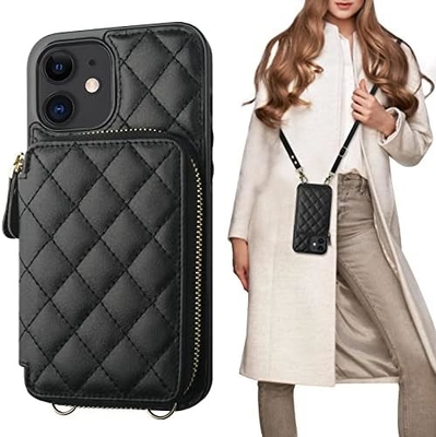 حقيبة iPhone 12/12 Pro crossbody ، علبة حزمة جلدية PU محمية RFID مع فتحة بطاقة