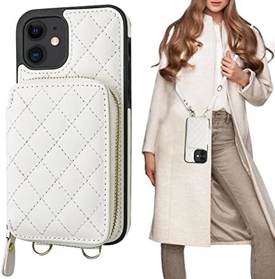 حقيبة iPhone 12/12 Pro crossbody ، علبة حزمة جلدية PU محمية RFID مع فتحة بطاقة