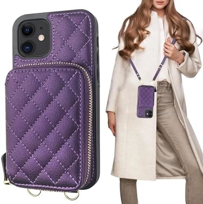 حقيبة iPhone 12/12 Pro crossbody ، علبة حزمة جلدية PU محمية RFID مع فتحة بطاقة