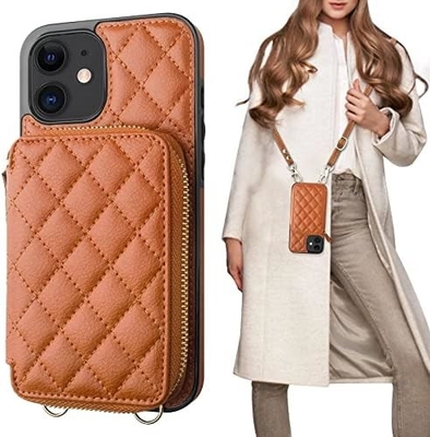 حقيبة iPhone 12/12 Pro crossbody ، علبة حزمة جلدية PU محمية RFID مع فتحة بطاقة