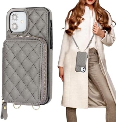 حقيبة iPhone 12/12 Pro crossbody ، علبة حزمة جلدية PU محمية RFID مع فتحة بطاقة