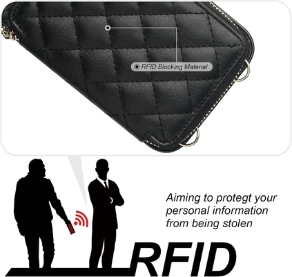حقيبة iPhone 12/12 Pro crossbody ، علبة حزمة جلدية PU محمية RFID مع فتحة بطاقة