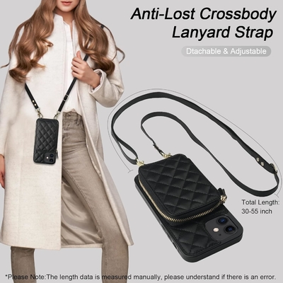 حقيبة iPhone 12/12 Pro crossbody ، علبة حزمة جلدية PU محمية RFID مع فتحة بطاقة