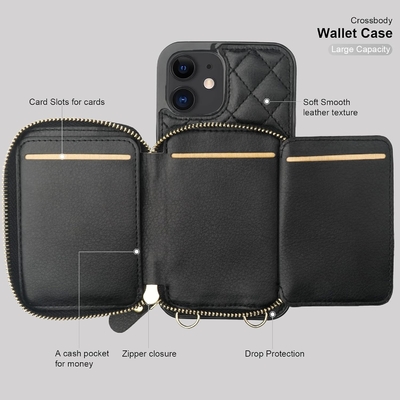 حقيبة iPhone 12/12 Pro crossbody ، علبة حزمة جلدية PU محمية RFID مع فتحة بطاقة