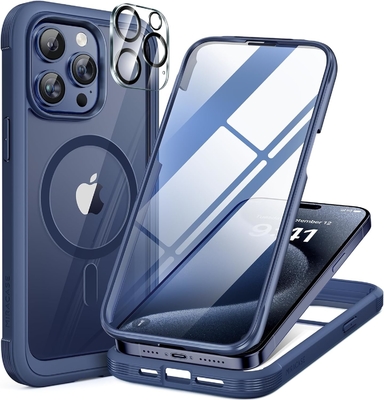 مغناطيسية لجهاز iPhone 12 Pro Max Case كامل الجسم مدمج في شاشة الزجاج واقي الكاميرا