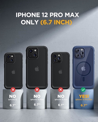 مغناطيسية لجهاز iPhone 12 Pro Max Case كامل الجسم مدمج في شاشة الزجاج واقي الكاميرا
