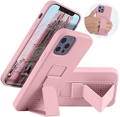 غلاف الوقوف السيليكوني متوافق مع غلاف iPhone 11 ((6.1 بوصة) الوقوف الرأسي والأفقي الحزام اليدوي القلادة المعدنية