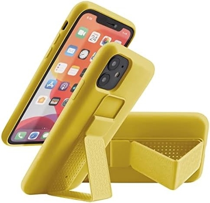 غلاف الوقوف السيليكوني متوافق مع غلاف iPhone 11 ((6.1 بوصة) الوقوف الرأسي والأفقي الحزام اليدوي القلادة المعدنية