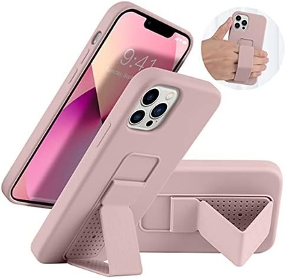 غلاف الوقوف السيليكوني متوافق مع غلاف iPhone 11 ((6.1 بوصة) الوقوف الرأسي والأفقي الحزام اليدوي القلادة المعدنية