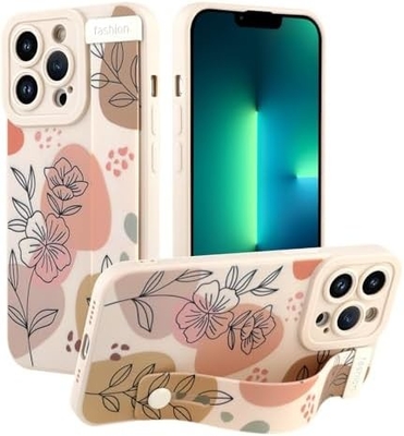 غلاف سيليكوني لـ iPhone 12 Pro Max مع حزام للنساء الفتيات الزهور الرائعة التصميم النمطية الشريط اللاسلكي الناعم القابل للتعديل