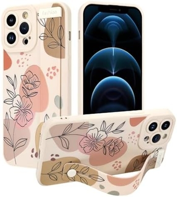 غلاف سيليكوني لـ iPhone 12 Pro Max مع حزام للنساء الفتيات الزهور الرائعة التصميم النمطية الشريط اللاسلكي الناعم القابل للتعديل
