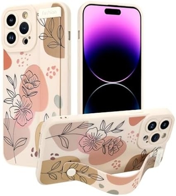 غلاف سيليكوني لـ iPhone 12 Pro Max مع حزام للنساء الفتيات الزهور الرائعة التصميم النمطية الشريط اللاسلكي الناعم القابل للتعديل