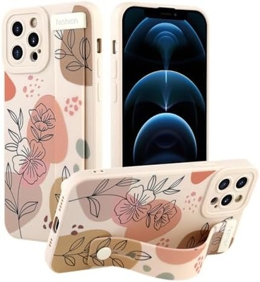 غلاف سيليكوني لـ iPhone 12 Pro Max مع حزام للنساء الفتيات الزهور الرائعة التصميم النمطية الشريط اللاسلكي الناعم القابل للتعديل