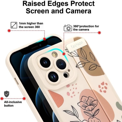 غلاف سيليكوني لـ iPhone 12 Pro Max مع حزام للنساء الفتيات الزهور الرائعة التصميم النمطية الشريط اللاسلكي الناعم القابل للتعديل