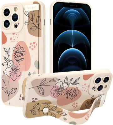 غلاف سيليكوني لـ iPhone 12 Pro Max مع حزام للنساء الفتيات الزهور الرائعة التصميم النمطية الشريط اللاسلكي الناعم القابل للتعديل